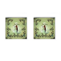 Cute Elf Playing For Christmas Cufflinks (square) by FantasyWorld7