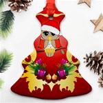 Funny, Cute Christmas Owl  With Christmas Hat Christmas Tree Ornament (2 Sides) Back