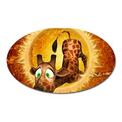 I m Waiting For You, Cute Giraffe Oval Magnet by FantasyWorld7