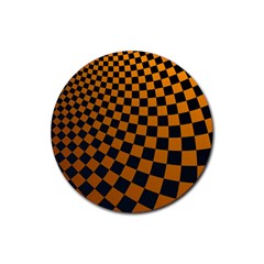 Abstract Square Checkers  Rubber Round Coaster (4 Pack)  by OZMedia