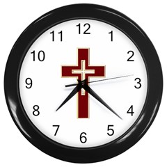 Red Christian Cross Wall Clock (black) by igorsin