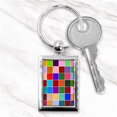 Multi Colour Squares Pattern Key Chains (rectangle)  by LovelyDesigns4U