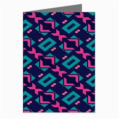 Pink And Blue Shapes Pattern Greeting Cards (pkg Of 8) by LalyLauraFLM