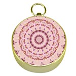 Pink and Purple Roses Mandala Gold Compasses Front