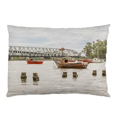 Boats At Santa Lucia River In Montevideo Uruguay Pillow Cases by dflcprints