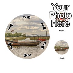 Fishing And Sailboats At Santa Lucia River In Montevideo Playing Cards 54 (round)  by dflcprints