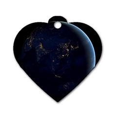 Global Night Dog Tag Heart (two Sides) by trendistuff