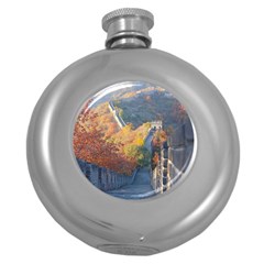 Great Wall Of China 1 Round Hip Flask (5 Oz) by trendistuff