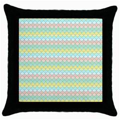 Scallop Repeat Pattern In Miami Pastel Aqua, Pink, Mint And Lemon Throw Pillow Cases (black) by PaperandFrill