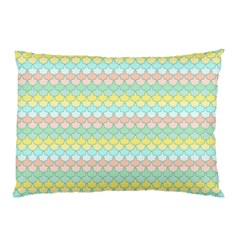 Scallop Repeat Pattern In Miami Pastel Aqua, Pink, Mint And Lemon Pillow Cases by PaperandFrill