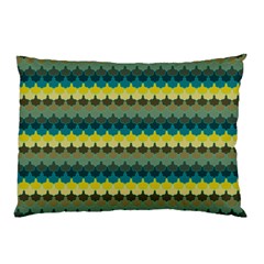 Scallop Pattern Repeat In  new York  Teal, Mustard, Grey And Moss Pillow Cases by PaperandFrill