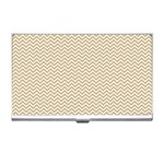 Gold and White Chevron Wavy ZigZag Stripes Business Card Holders Front