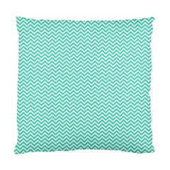 Tiffany Aqua And White Chevron Wavy Zigzag Stripes Standard Cushion Cases (two Sides)  by PaperandFrill