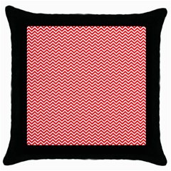 Red And White Chevron Wavy Zigzag Stripes Throw Pillow Cases (black) by PaperandFrill