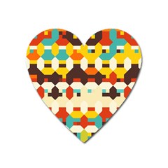 Shapes In Retro Colors 			magnet (heart) by LalyLauraFLM