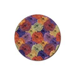 Vintage Floral Collage Pattern Rubber Coaster (round)  by dflcprints