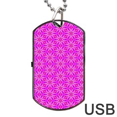 Pink Snowflakes Spinning In Winter Dog Tag Usb Flash (one Side) by DianeClancy