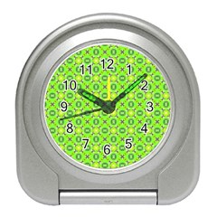 Vibrant Abstract Tropical Lime Foliage Lattice Travel Alarm Clocks by DianeClancy