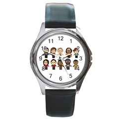 The Walking Dead   Main Characters Chibi   Amc Walking Dead   Manga Dead Round Metal Watch by PTsImaginarium