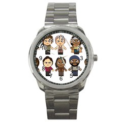 The Walking Dead   Main Characters Chibi   Amc Walking Dead   Manga Dead Sport Metal Watch by PTsImaginarium