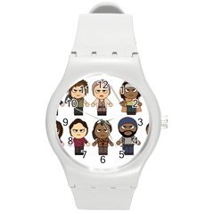 The Walking Dead   Main Characters Chibi   Amc Walking Dead   Manga Dead Round Plastic Sport Watch (m) by PTsImaginarium