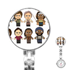 The Walking Dead   Main Characters Chibi   Amc Walking Dead   Manga Dead Stainless Steel Nurses Watch by PTsImaginarium