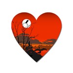 Tropical Birds Orange Sunset Landscape Heart Magnet Front