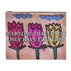 Two Lips   Tulips Cosmetic Bag (xl) by SugaPlumsEmporium