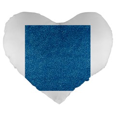 Festive Blue Glitter Texture Large 19  Premium Flano Heart Shape Cushions by yoursparklingshop