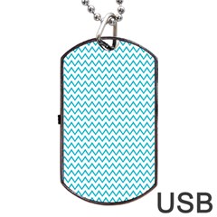 Blue White Chevron Dog Tag Usb Flash (one Side) by yoursparklingshop