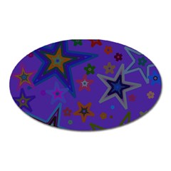 Purple Christmas Party Stars Oval Magnet by yoursparklingshop