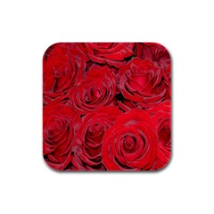 Red Roses Love Rubber Square Coaster (4 Pack)  by yoursparklingshop