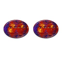 Conundrum Iii, Abstract Purple & Orange Goddess Cufflinks (oval) by DianeClancy