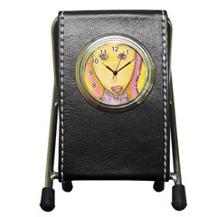 Portrait Of Archangel Michael, Spiritual Chalks Drawing Pen Holder Desk Clocks by yoursparklingshop