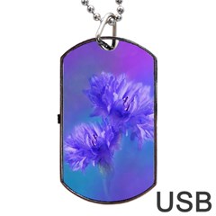 Flowers Cornflower Floral Chic Stylish Purple  Dog Tag Usb Flash (one Side) by yoursparklingshop