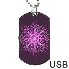 Pink Kaleidoscope Flower Mandala Art Dog Tag Usb Flash (two Sides)  by yoursparklingshop