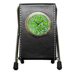 Festive Chic Green Glitter Shiny Glamour Sparkles Pen Holder Desk Clocks by yoursparklingshop