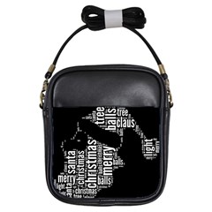 Funny Santa Black And White Typography Girls Sling Bags by yoursparklingshop