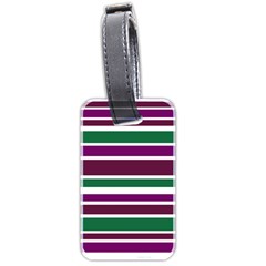 Purple Green Stripes Luggage Tags (two Sides) by BrightVibesDesign