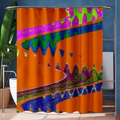 Colorful Wave Orange Abstract Shower Curtain 60  X 72  (medium)  by BrightVibesDesign