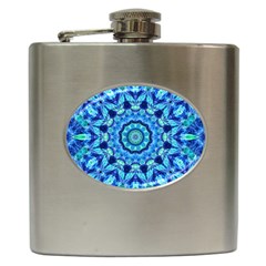 Blue Sea Jewel Mandala Hip Flask (6 Oz) by Zandiepants