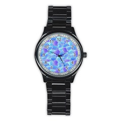 Blue And Purple Glowing Stainless Steel Round Watch by FunkyPatterns