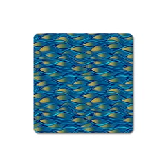 Blue Waves Square Magnet by FunkyPatterns