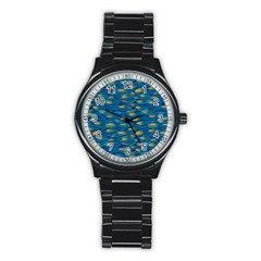 Blue Waves Stainless Steel Round Watch by FunkyPatterns