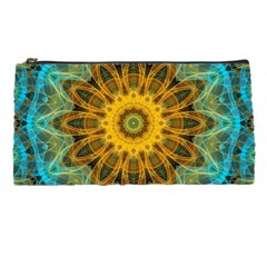 Blue Yellow Ocean Star Flower Mandala Pencil Case by Zandiepants