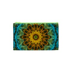 Blue Yellow Ocean Star Flower Mandala Cosmetic Bag (xs) by Zandiepants