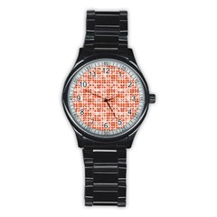 Pastel Red Stainless Steel Round Watch by FunkyPatterns