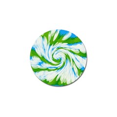 Tie Dye Green Blue Abstract Swirl Golf Ball Marker by BrightVibesDesign