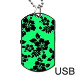 Dark Lime Hawaiian Dog Tag USB Flash (One Side) Front