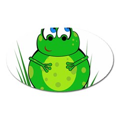 Green Frog Oval Magnet by Valentinaart